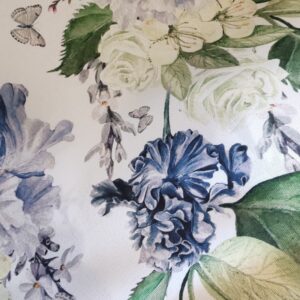 Tkanina dekoracyjna kwiaty niebieskie