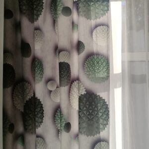 Tkanina zasłonowa 3 D KULE zielone